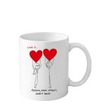 Cana din ceramica Love, pentru indragostiti, 330 ml, alba