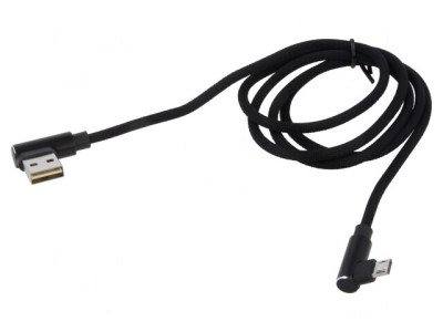 Cablu USB 2.0 1m Negru Textile Quick Charge foto
