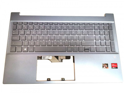 Carcasa superioara cu tastatura iluminata palmrest Laptop, HP, Pavilion 15-EG, 15-EH, M08920-001, TPN-Q245, TPN-Q246, albastru foto