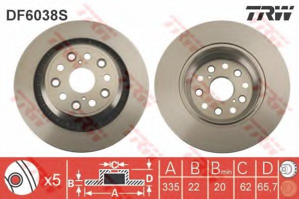 Disc frana LEXUS LS (UVF4, USF4) (2006 - 2016) TRW DF6038S