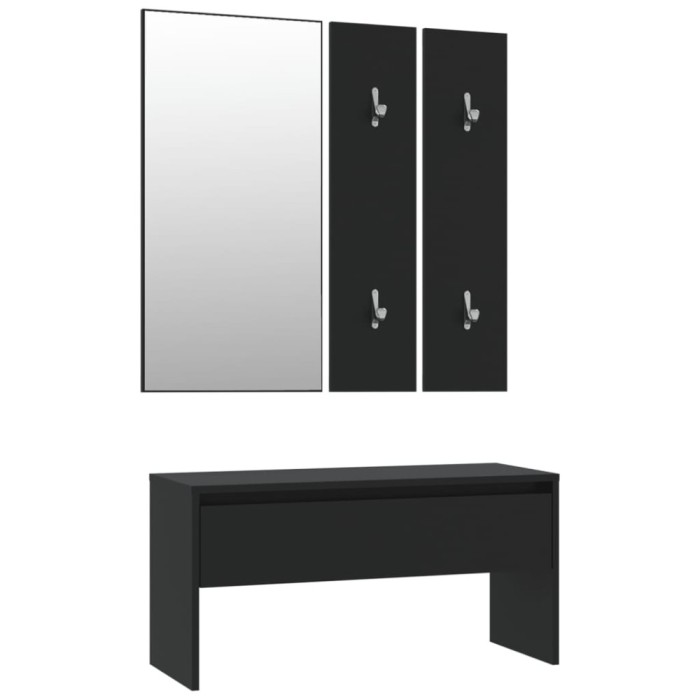 Set de mobilier pentru hol, negru, lemn prelucrat