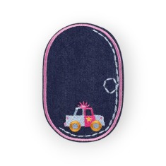 Petic termoadeziv Jeans, aplicatie cu masinuta, 7,8 x 12 cm Roz