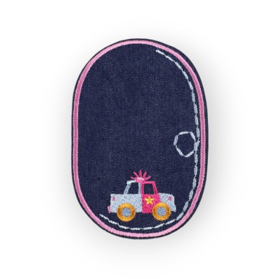 Petic termoadeziv Jeans, aplicatie cu masinuta, 7,8 x 12 cm Roz foto