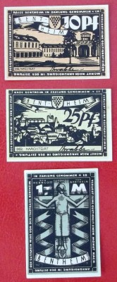 Germania lot 3 notgeld 10 + 25 pfennig + 1 Mark Bentheim ** foto