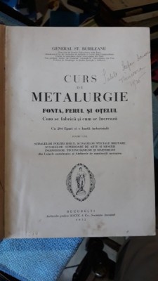 Cur de Metalurgie , Fonta , Ferul si Otelul - General St.Burileanu foto