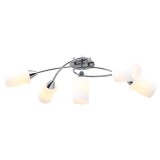 VidaXL Lustră cu abajururi din ceramică, 5 becuri E14, alb, con