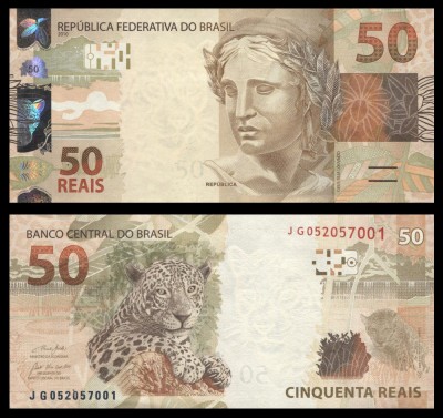 BRAZILIA █ bancnota █ 50 Reais █ 2010 (2020) █ P-256h █ UNC █ necirculata foto