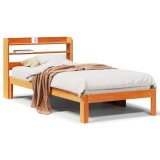 Cumpara ieftin Cadru pat fara saltea, maro ceruit, 100x200 cm, lemn masiv pin