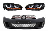 Bara Fata cu Faruri LED U Design cu Strip Rosu semnal dinamic VW Golf VI 6 (2008-2013) GTI Look Performance AutoTuning