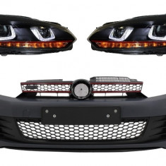 Bara Fata cu Faruri LED U Design cu Strip Rosu semnal dinamic VW Golf VI 6 (2008-2013) GTI Look Performance AutoTuning