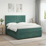 Cumpara ieftin Pat boxspring cu saltea Verde inchis 140 x 190 cm Catifea