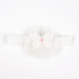 Bentita elastica alba cu fluture brodat si tul fin