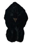 Fular din blana ecologică de lux tip sal, negru, 33x165 cm