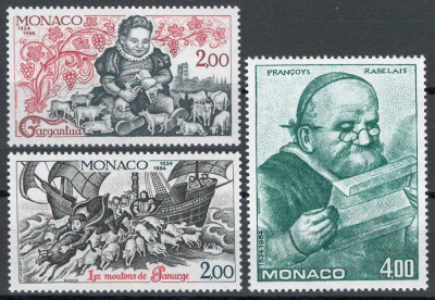 Monaco 1984 Mi 1667/69 MNH - 450 de ani de la publicarea &amp;bdquo;Gargantua&amp;rdquo;a foto