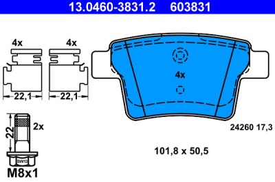 ATE 13.0460-3831.2 set placute frana,frana disc foto
