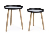 Cumpara ieftin Set 2 masute lemn otel negru oglinda Edvard &Oslash;35,5x44h; &oslash;40x51h