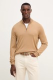 BOSS pulover de l&acirc;nă culoarea bej, light, cu turtleneck, 50528300