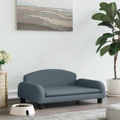 vidaXL Pat de c&amp;acirc;ini, gri &amp;icirc;nchis, 70x45x30 cm, material textil foto
