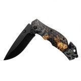 Cumpara ieftin Briceag Vanatoare IdeallStore Hunting Deer 21cm Otel Inoxidabil Negru + Cutit, Spargator Geam, Taietor Centura