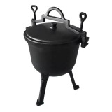 Ceaun Fonta Emailata Perfect Home 7L, Tip Cazan cu Capac si Inchidere Etansa, Diametru 27cm, Negru