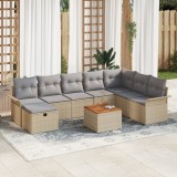Set de Sofa de Grădină vidaXL cu Pernuțe Bej din Poli Ratan
