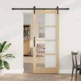 Set de ușă glisantă vidaXL cu accesorii 83x202 cm Lemn solid din pin, Ușă de interior vidaXL cu sticlă &#039;ORKDAL&#039;83x202x4 cm Lemn solid din pin