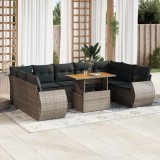 Gossi set mobilier de gradina cu perne, 10 piese, gri, poliratan