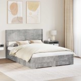 vidaXL Cadru de pat cu depozitare și tăblie Gri Beton 140 x 190 cm 3414470