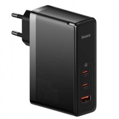 INCARCATOR retea Baseus GaN5 Pro, Quick Charge 140W, 1 x USB, 2 x USB Type-C, include cablu USB Type-C la USB Type-C 100W 1m, negru &quot;CCGP100201&quot; (timb