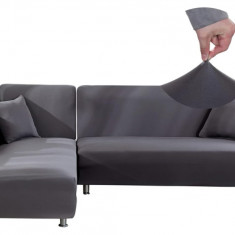 Jaotto Husa elastica de canapea in forma de L din 2 parti (195-230cm +235-310cm), gri - RESIGILAT