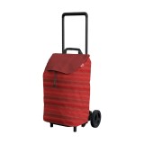 Carucior Cumparaturi Gimi Easy Visiniu cu Dungi, 40L, Otel, Impermeabil, Buzunar Interior, Roti cu Aparatori Noroi