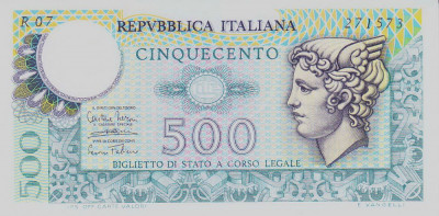 Bancnota Italia 500 Lire 1974 - P94 UNC foto