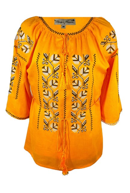 Bluza tip ie dama RIAG, marime L, portocaliu/crem