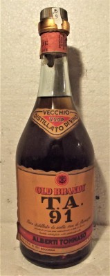B 9 - OLD BRANDY T.A.91, VECCHIO DISTILLATO DI VINO, anii 1960/70 CL 75 gr 42 foto