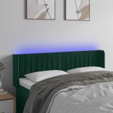vidaXL Tăblie de pat cu LED, verde &icirc;nchis, 147x16x78/88 cm, catifea 3123525