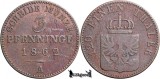 1862 A, 3 Pfenninge - Wilhelm I - Regatul Prusiei, Europa