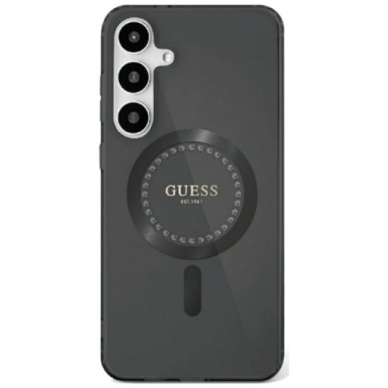 Husa pentru Samsung Galaxy S25 - Guess IML Rhinestones MagSafe (GUHMS25SPFTDTEK) - Black