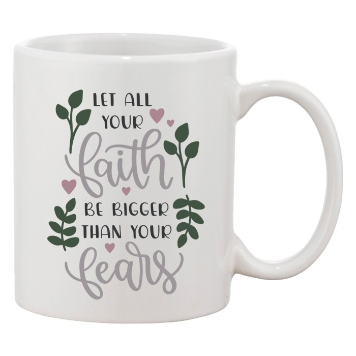 Cana alba personalizata &#039;Let all your faith be bigger than your fears&#039;, INOVATIX&reg;. 330ml