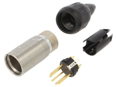 Conector XLR mufă tată PIN 5 drept aurit foto