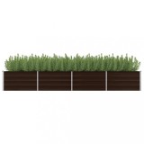 Cumpara ieftin Strat inaltat gradina Gossi, 320x80x45 cm, otel galvanizat, maro. Jardiniera metalica rezistenta la intemperii