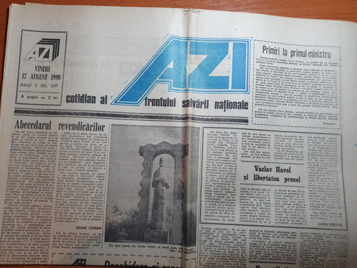 ziarul azi 17 august 1990-art antologia zarzuelei in spectacolul bucurestean