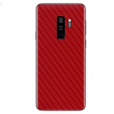 Set Folii Skin Acoperire 360 Compatibile cu Samsung Galaxy S9 Plus (Set 2) - ApcGsm Wraps Carbon Geranium Red foto