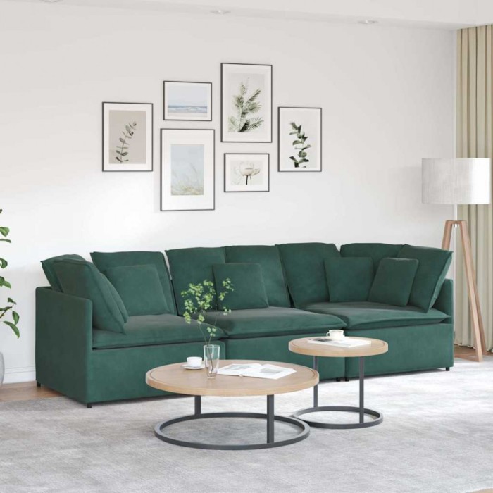 Gossi canapea modulara cu perne, verde inchis, catifea