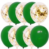 Set 10 Baloane Latex Verde Inchis cu Confetti Aurii, 30cm, Ropet - Aniversare, Nunta, Botez, Petrecere