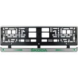 Set 2 bucati, suport numar inmatriculare argintiu Skoda II, Autohelix MSA