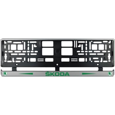 Set 2 bucati, suport numar inmatriculare argintiu Skoda II foto