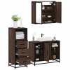 VidaXL Set mobilier de baie, 3 piese, stejar maro, lemn prelucrat 3301034