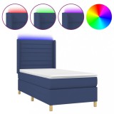 Cumpara ieftin Pat cu arcuri, saltea si LED, albastru, 120x200 cm, textil