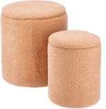 Cumpara ieftin Set 2 tabureti textil roz piersica 32 x 37, 39 x 44 cm