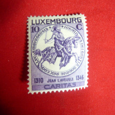 Timbru Luxemburg 1934 - Calaret Rege von Bohmen ,10C violet ,sarniera